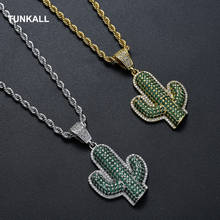 TUNKALL Bling Bling Brass Micro Pave  CZ  Plant Shape Pendants Men And Women Necklace Hip Hop Jewelry Gift  CN170 2024 - buy cheap