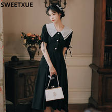 SWEETXUE 2021 Summer Women Dress Vintage Elegant Lace Pan Peter Collar Sweet Party Cute Kawaii Chic Dress Vestidos 2024 - buy cheap