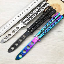 New  rainbow color 3Cr13Mov stainless steel knife butterfly training knife outdoor knife competition knife blunt tool no blade 2024 - buy cheap