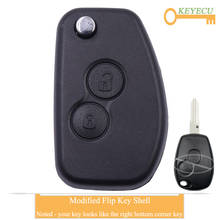 KEYECU Modified Flip Remote Car Key Case Shell for Renault Megan Modus Clio Modus Kangoo Logan Sandero Duster, Fob 2 Buttons 2024 - buy cheap