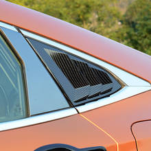 Aparos triangulares de fibra de carbono para janela de carro, 2 peças, preto, estilo para honda civic 10th 2017 2018 2019, acessórios 2024 - compre barato