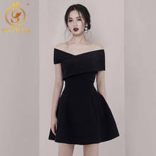 SMTHMA 2022 New Women Fashion Sexy Off Shoulder Summer Dress Vestidos Women Clothing Vintage High Waist Black Dresses 2024 - buy cheap