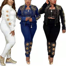 3 Piece Set Africa Clothing African Dresses for Women Dashiki Diamonds Two Piece Set Bra +Top+ Pants Famous Suit African Clothes 2024 - buy cheap