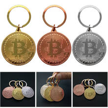 LLavero de Bitcoin chapado en oro, monedas BTC, llavero conmemorativo, coleccionistas, joyería de moda, regalos, bolsa Pend 2024 - compra barato