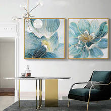 Lotus с золотой фольгой, ручная роспись, современная абстрактная масляная живопись на холсте, настенное искусство для гостиной, украшение для дома без рамки 2024 - купить недорого
