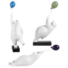 Figuras de osos polares para niño y niño, globo de resina para el hogar, adorno de animales, esculturas 2024 - compra barato