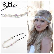 Powmuco-Diadema con cuentas de cristal para mujer, diadema elástica brillante, accesorios de ropa, decoración de fiesta 2024 - compra barato