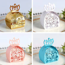 50/100pcs Wedding Party Favor Gift Bags Rose Laser Cut Hollow Candy Dragee Gift Boxes Baptism Chocolate Craft Package for Gifts 2024 - buy cheap