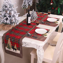 1pcs Plaid Christmas Home Table Runner Table Mat Hotel Coaster Restaurant Tablecloth Hotel Dinner Party Table Flag Placemat 2024 - buy cheap