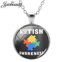 JOINBEAUTY Puzzle Autism Awareness Picture Necklace Round Glass Dome Pendant Jewelry Charm For Love Hopeful Accessories MA96 2024 - buy cheap