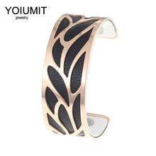 Yoiumit Fashion Rose Gold Bracelet and Bangle Women's Stainless Steel Jewelry Leather Cuff Bracelet Manchette Femme Pulseiras 2024 - buy cheap
