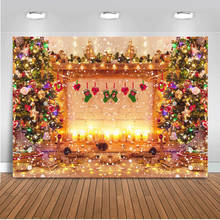 Christmas backdrop for photography X-mas tree background for photo booth studio Christmas Fireplace backdrop for photo studio 2024 - buy cheap