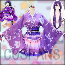 Fantasia feminina do anime love live, fantasia de nozomi tojo sexy, kimono, vestido roxo, perucas para cosplay, uniforme feminino, em estoque 2024 - compre barato