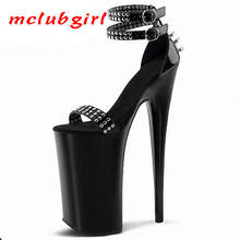 Mclubgirl Black Rivet Nightclub Women Sandals 20cm High Heels Fine Waterproof  Nightclub Punk Dance Shoes Women Plus Size LYP 2024 - buy cheap