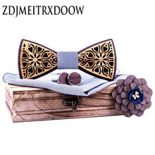 Double layer Wooden Bow Tie Men's Silver grey Wood Bowtie Cufflinks Set  Business CuffLinks for Wedding corbatas para hombre 2024 - buy cheap