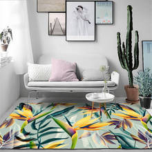 Tapetes com estampa de folhas verdes estilo nórdico, para sala de estar, sofá, mesa de café, área, tapetes, infantil 2024 - compre barato