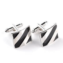  Retro Black Enamel Cufflinks Buttons  Square Stripe French Suit Shirt Cuff links for Wedding 2024 - buy cheap