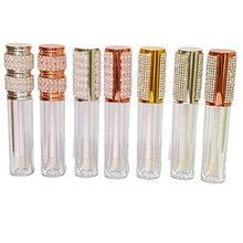 Contenedor de cosméticos para brillo de labios, tapa de cristal de perla de diamante de imitación, 5ml, transparente, tubo rellenable de embalaje líquido, 25 piezas 50 piezas 2024 - compra barato