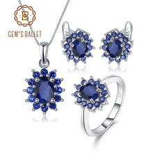 GEM'S BALLET Princess Diana Natural Blue Sapphire Pendant Earrings Ring Set 925 Sterling Silver Women Jewelry Set Fine Jewelry 2024 - buy cheap