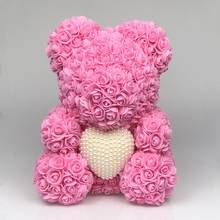 2020 Hot Artificial Foam Bear 40cm With Pearl Love Heart Rose Teddy Bear For Valentins's Day Mother's Day Birthday Best Gifts 2024 - buy cheap