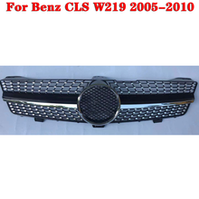Автомобильная решетка среднего размера для Mercedes-Benz CLS W219 2005-2010 Алмазная Серебристая Черная Пластиковая передняя решетка бампера Центральная решетка поставляется с эмблемой 2024 - купить недорого