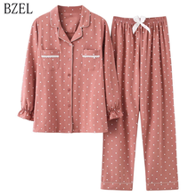 BZEL New Fashion Sleepwear Women's Cotton Cute Pajamas Girls Long Sleeve Tops+Pants With Pockets Polka Dot Casual Lounge Wear 2024 - buy cheap