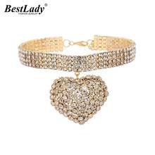 Best Lady Sexy Shiny Exaggerate Heart Pendant Necklace For Women Bohemian Crystal Collar Choker Necklace Wedding Jewelry Party 2024 - buy cheap