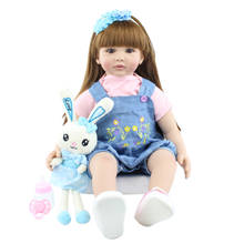 60 CM Silicone Reborn Toddler Doll Toy Lifelike Vinyl Princess Baby With Cloth Body Alive Bebe Dress Up Girl Birthday Gift 2024 - buy cheap