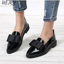 Autumn Flats Women Shoes Bowtie Loafers Patent Leather Women's Low Heels Slip On Footwear Female Pointed Toe Thick Heel 2024 - buy cheap