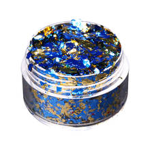 Fragrância de unhas com glitter dourado, adesivo de imitação de folha de ouro azul para unhas diy, decorações de unhas, arte de unhas, floco de folha de ouro multicolorido 2024 - compre barato