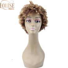 Woemn-Peluca de pelo corto rizado para mujer, postizo de pelo Natural suelto, con flequillo, color negro 2024 - compra barato