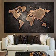 Mapa del mundo abstracto en 3D, pintura en lienzo, carteles negros clásicos e impresiones, Cuadros, imagen artística de pared para decoración de sala de estar, Cuadros 2024 - compra barato