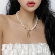 Estilo romántico clásico bohemio que muestra el temperamento, cadena de perlas, Retrato, moneda de oro, collar, colgante, joyería de regalo 2024 - compra barato