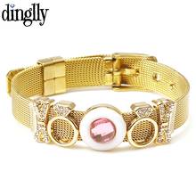 Pulsera de malla de acero inoxidable para hombre y mujer, brazalete con cuentas de unicornio, arcoíris dorado, 10mm 2024 - compra barato