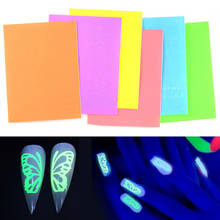 6pcs/Set Fluorescent Butterfly Designs Nail Art Stickers Watermark DIY Colorful Tips Nail Decals Manicure Tool 2024 - buy cheap