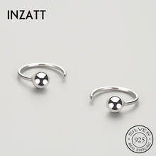 INZATT-Pendientes de aro de plata de ley 925 con bola, joyería fina minimalista, con cuenta geométrica, para mujeres 2024 - compra barato