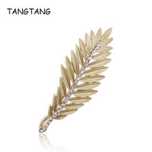 TANGTANG Leaf Brooches For Men Fashion Matte Golden Plated Brooch Pendant Tree Brooch Rhinestone Pin Charm Fashion Jewelry Pins 2024 - buy cheap