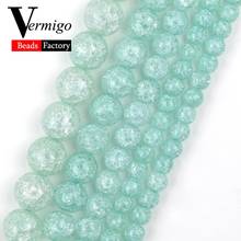 Cuentas de piedra Natural de malaquita verde nieve, cuentas de cristal agrietado de 6, 8, 10, 12mm, piedra Mineral para la fabricación de joyas, pulseras Diy de 15'' 2024 - compra barato