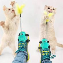 Забавная игрушка для кошки "Дразнилка" палка Пластик перо Интерактивная палочка игрушка котенок аксессуар товары для домашних животных кошек блоки игрушки 2022 - купить недорого
