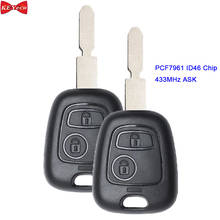 Keyecu 2 peças para peugeot 406 407 408 607 chave remota fob 433mhz id46 pcf7961chip ne78 lâmina 2 botões 2024 - compre barato