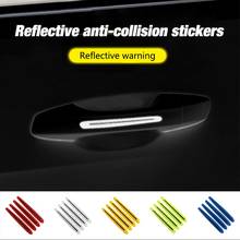 4pcs 3D Car Door Handle Reflective Strips Warning Tape Door Handle Bowl Cover Sticker Reflector Car Styling Exterior Accessories 2024 - buy cheap