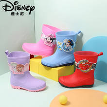 Disney-Botas de lluvia para niños y niñas, zapatos de agua de Mickey y Minnie, de goma, antideslizantes, de tubo de fondo grueso 2024 - compra barato