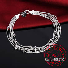 Delicate 925 Silver Bracelet 925 Sterling Silver Jewelry Five Line Beads Ball Bracelets Bangle for Women pulseira masculina 2024 - buy cheap