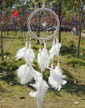 Dream Catcher Circular White Feathers Wall Hanging Decoration Decor Craft Home Decor INS Wind Hangs Bedroom Decoration 2024 - buy cheap