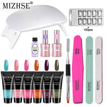 MIZHSE Poly Nail Gel Manicure Set Gel for Extension Kits Wihte LED Lamp Acrylic Gel Brush Nail Length Hard Gel Polish Kit 2024 - buy cheap