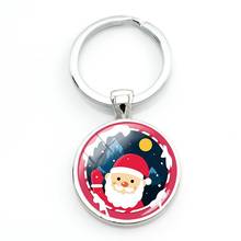 TAFREE Christmas Keychains new year gift Glass dome art photo pendant Key Chains Car Key Rings Jewelry for party souvenir CM541 2024 - buy cheap