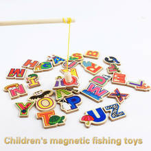 Vara de pesca magnética montessori de crianças, 20 peças, letra de madeira com oceano, placa de desenho, quebra-cabeça, 3-6 anos, meninos e meninas, brinquedo de presente 2024 - compre barato