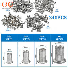 240Pcs Aluminum Alloy M3-M6 Flat Head Metric Threaded Rivetnut Insert Nutsert Rivet Nut Assortment Kit bolts and nuts 2024 - buy cheap