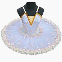 Vestidos blancos de tutú de Ballet para niñas, faldas de baile de Ballet, vestido de flores bordado, escenario, Tutus de panqueques 2024 - compra barato