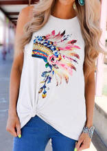 Female Indian Headdress Print Graphic Tank Women Summer Casual Sleeveless Kawaii Tee Fitness Plus Size Camis Edgy Clothes 2019 2024 - buy cheap